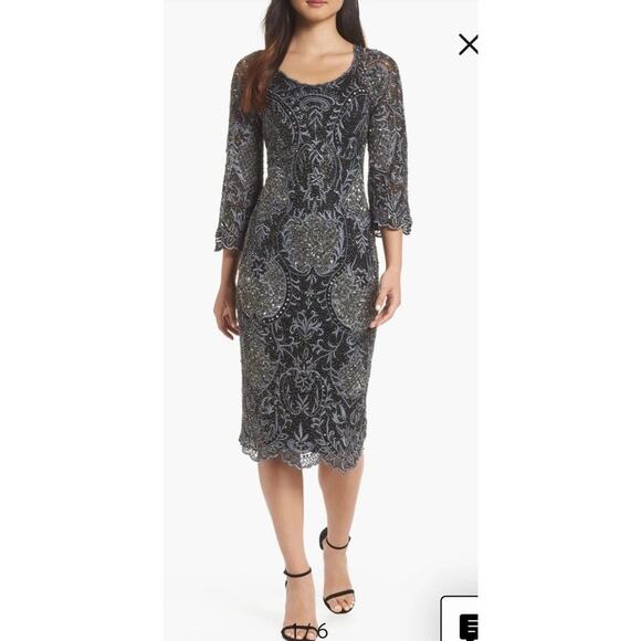 Pisarro Nights Nordstroms Beaded Evening Cocktail Party Dress Womens Sz 12 - Picture 2 of 16
